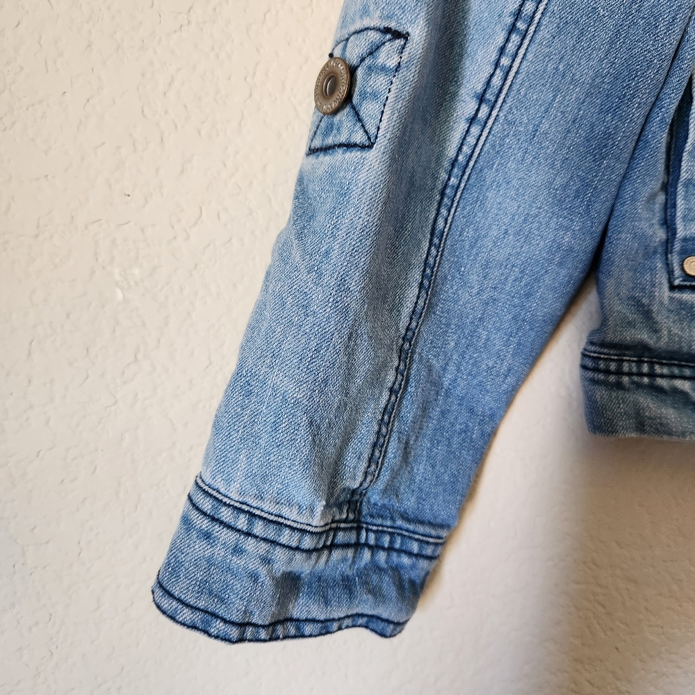 Girl's Highway Jeans Light Wash Jean Jacket Roll Up Sleeves Size S - Picture 3 of 9